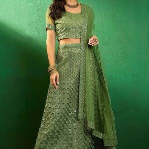 Green Women's Lehenga Set *sleeves removed